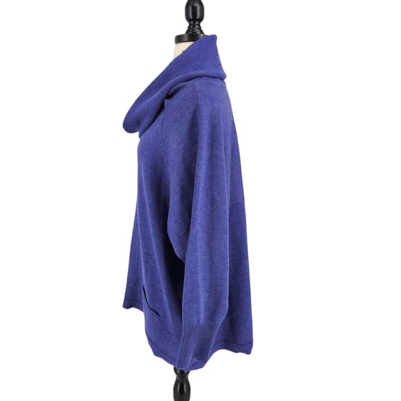 Elegant Blue Cowl Neck Sweater - Picture 3 of 9